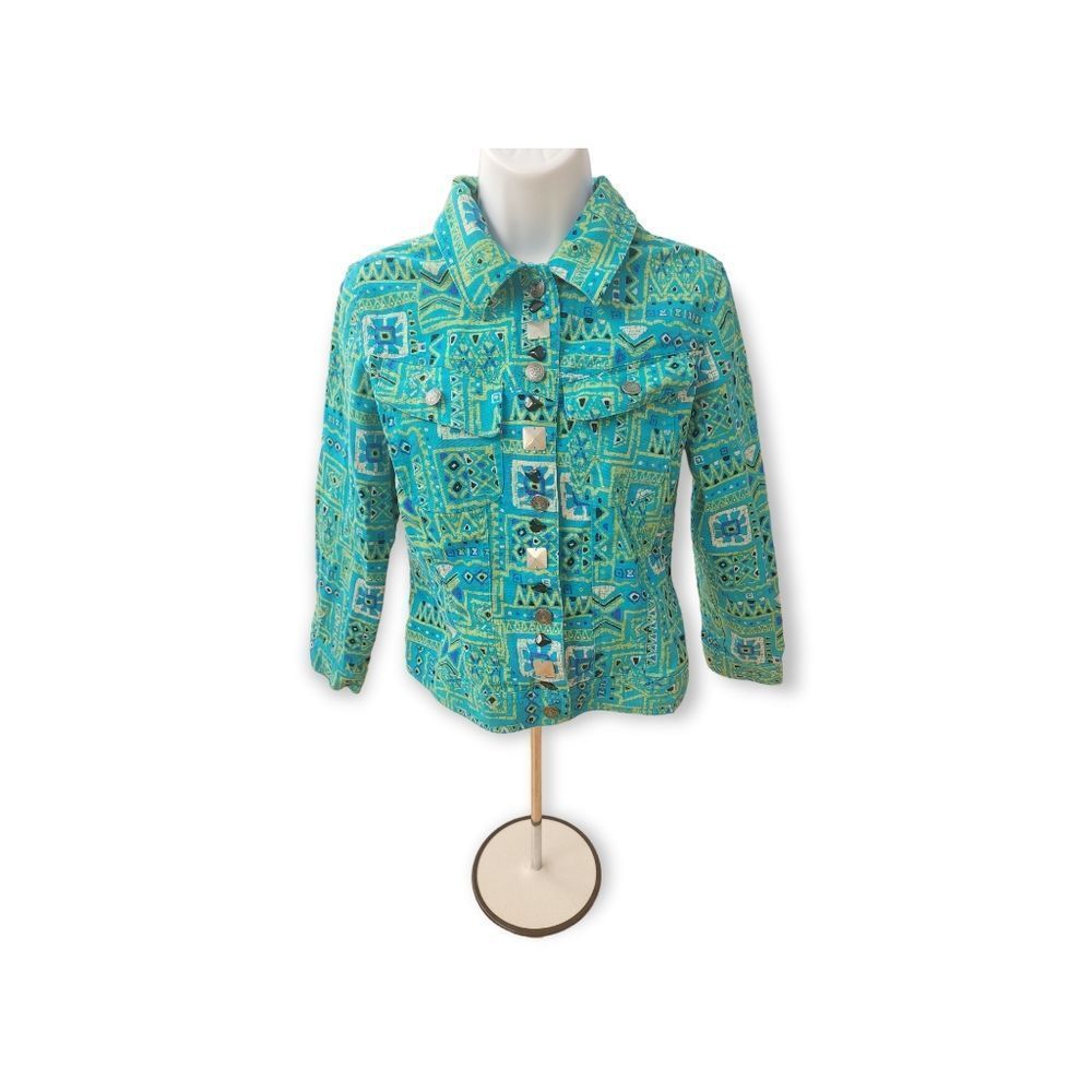 Hearts of Palm Button Up Jacket Size 6 Geometric Design